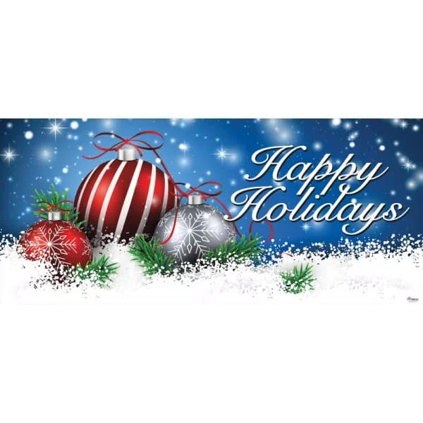 My Door Decor 7 ft. x 16 ft. Red and White Christmas Ornament Garage Door Mural