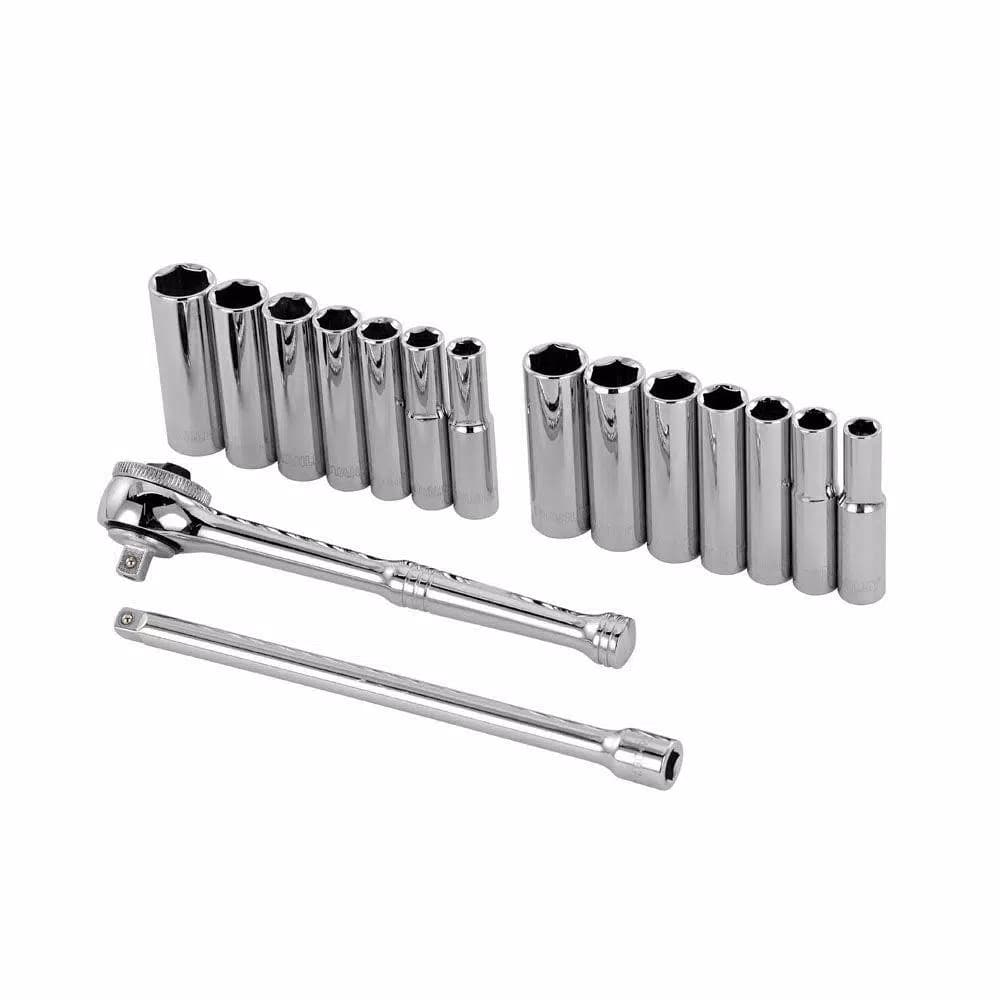 Stanley 1/4 in. Drive 6-Point Socket Set, 16-Piece Ratchet and Socket Set