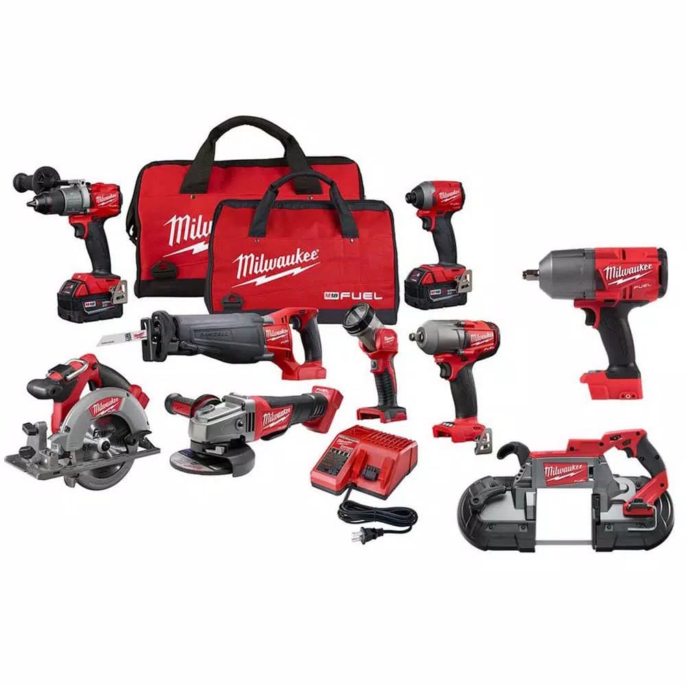 Milwaukee M18 FUEL 18V Lithium-Ion Brushless Cordless 9-Tool Combo Kit with (2) 5.0 Ah Batteries & Charger