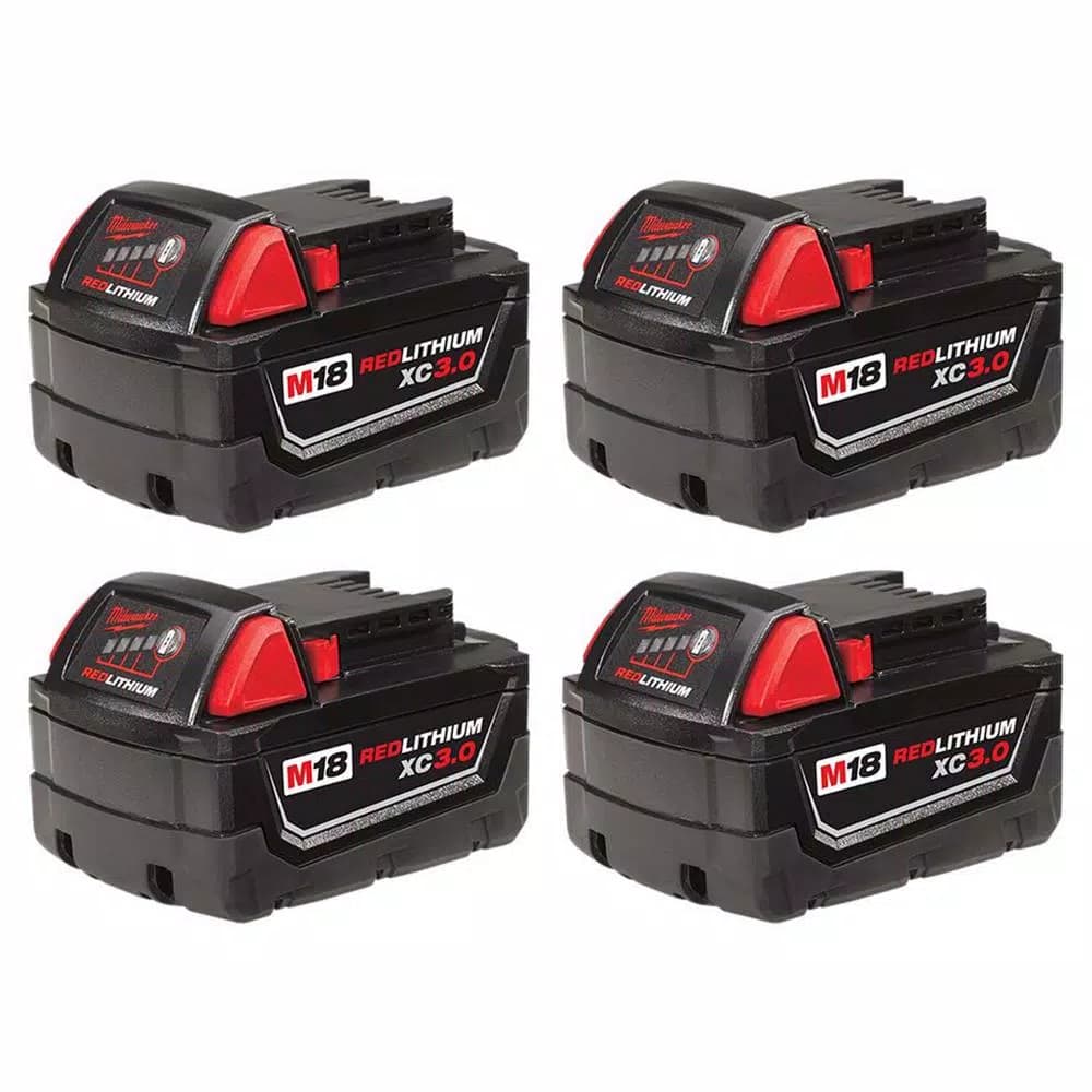 Milwaukee M18 18V REDLITHIUM XC High Capacity 3.0 Ah Lithium-Ion Battery Pack (4-Pack)