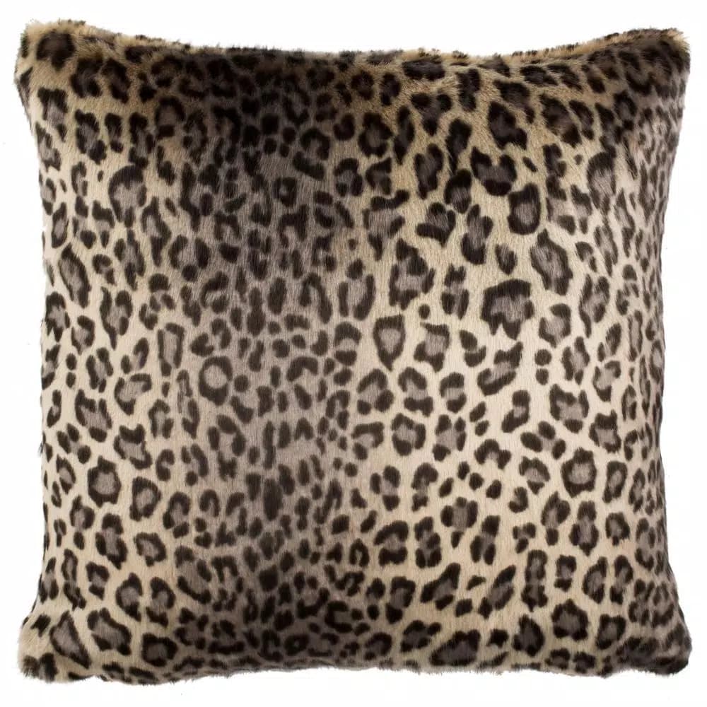 Safavieh Faux Black Leopard Print Throw Pillow, 20x20 Square Accent Pillow with Feather Fill