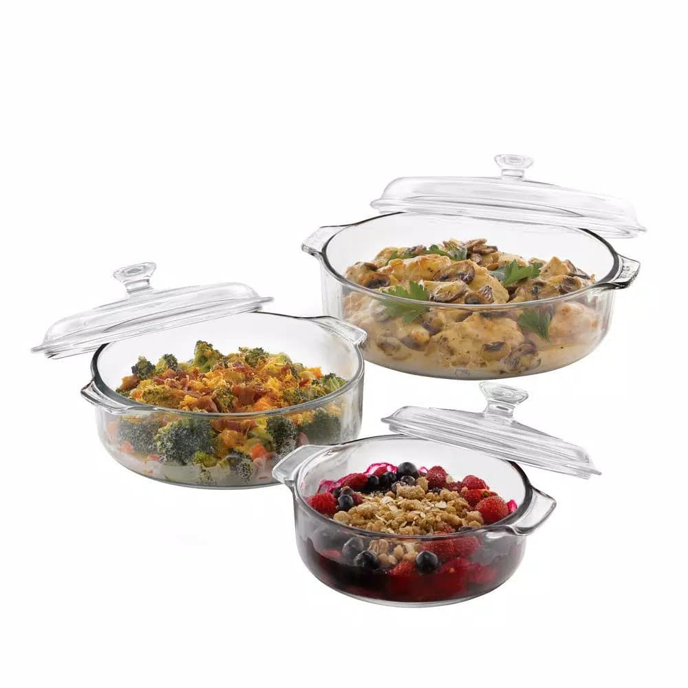 Libbey Baker's Basics 3-Piece Glass Casserole Set with Covers