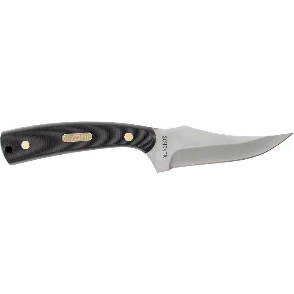 Schrade Old Timer 5 in. Full Tang Clip Point Skinner Knife with Brown Leather Sheath