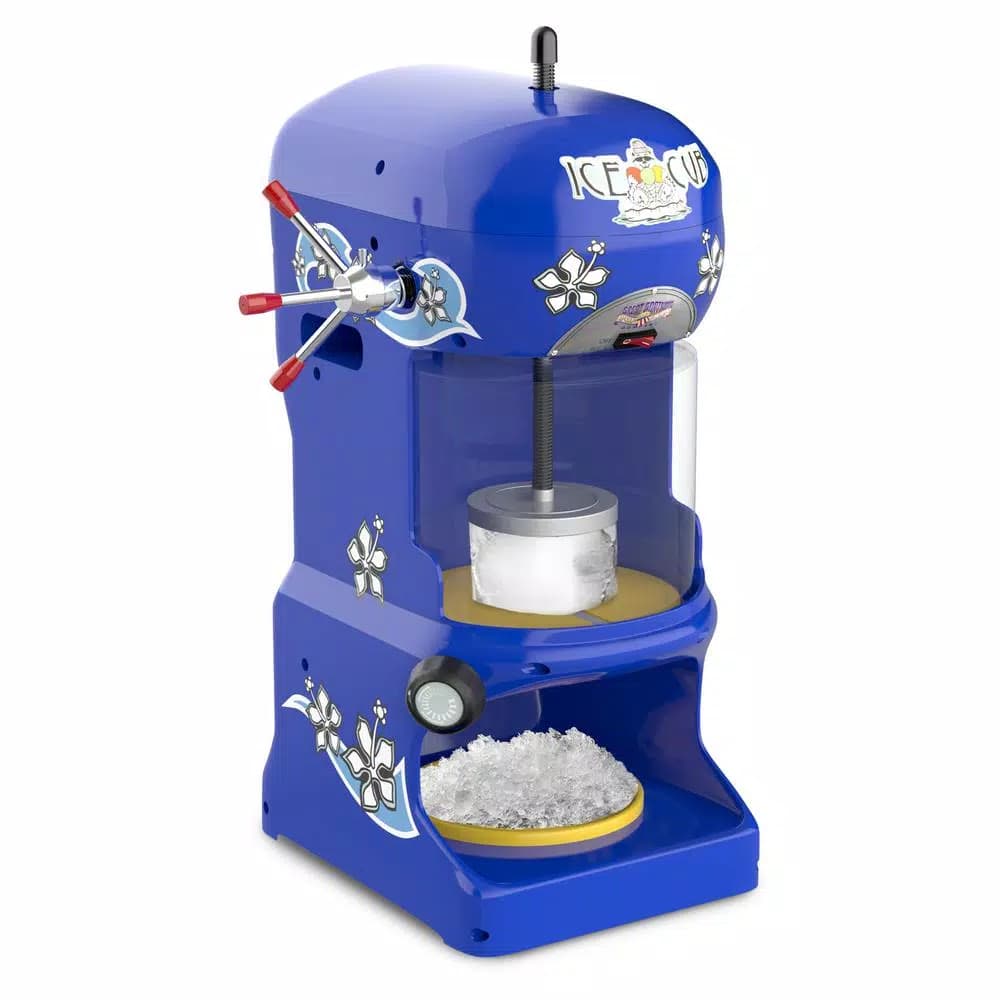 Great Northern Popcorn Ice Cub Shaved Ice Machine, 32 oz. Blue Countertop Snow Cone Maker