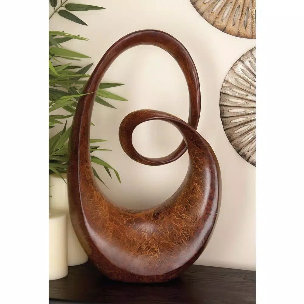 LITTON LANE 24 in. x 14 in. Decorative Abstract Polystone Sculpture - Modern Coiled Design