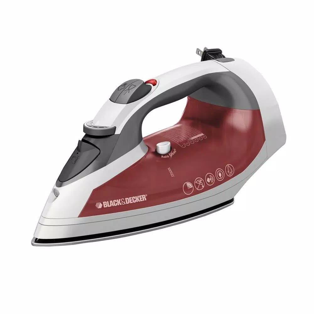 BLACK+DECKER Xpress Steam Iron with Stainless Steel Soleplate and Retractable Cord Reel, Red