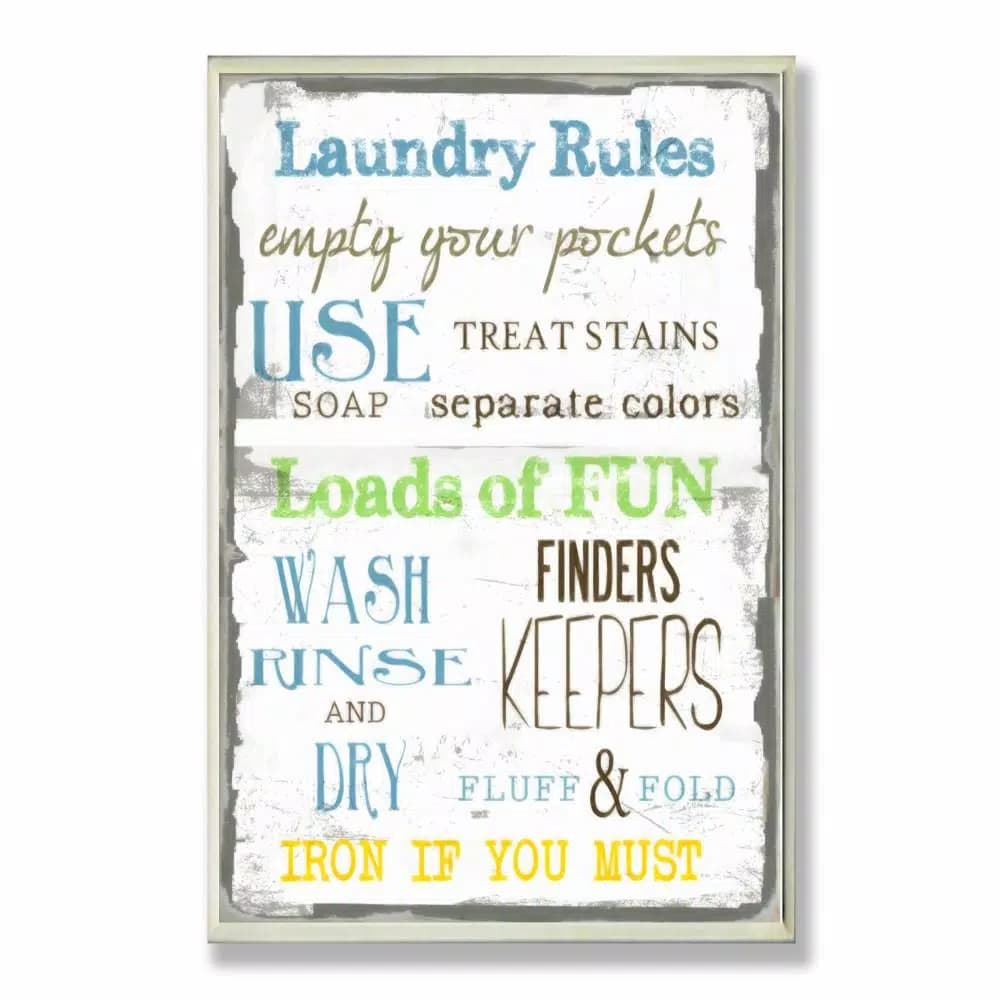 Stupell Industries Laundry Rules Typography Wood Wall Art, 12.5 in. x 18.5 in.