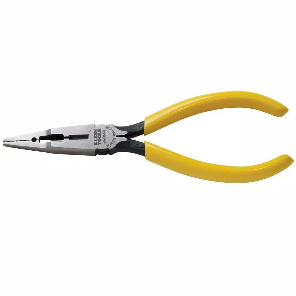 Klein Tools 6-3/4 in. Long Nose Connector Crimping Pliers with Skinning Hole