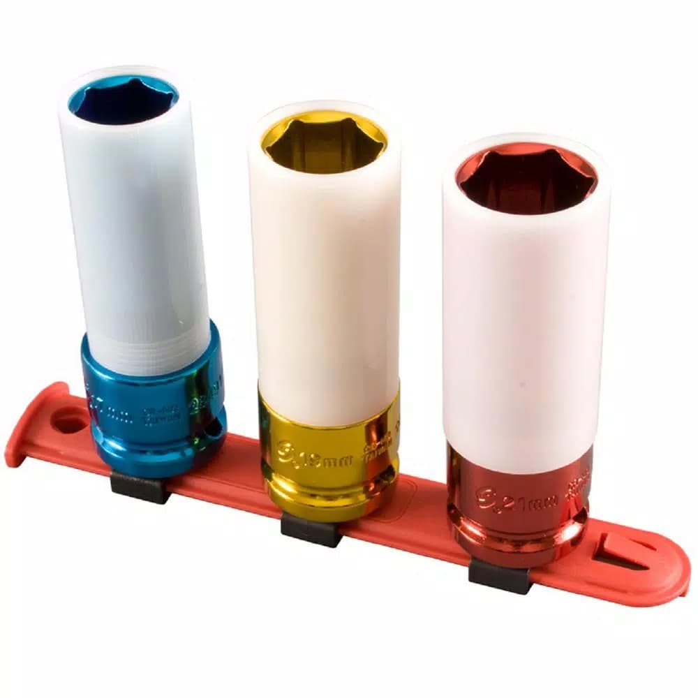 SUNEX TOOLS 1/2 in. Drive Metric Extra Thin Wall Deep Wheel Protector Impact Socket Set, 3-Piece