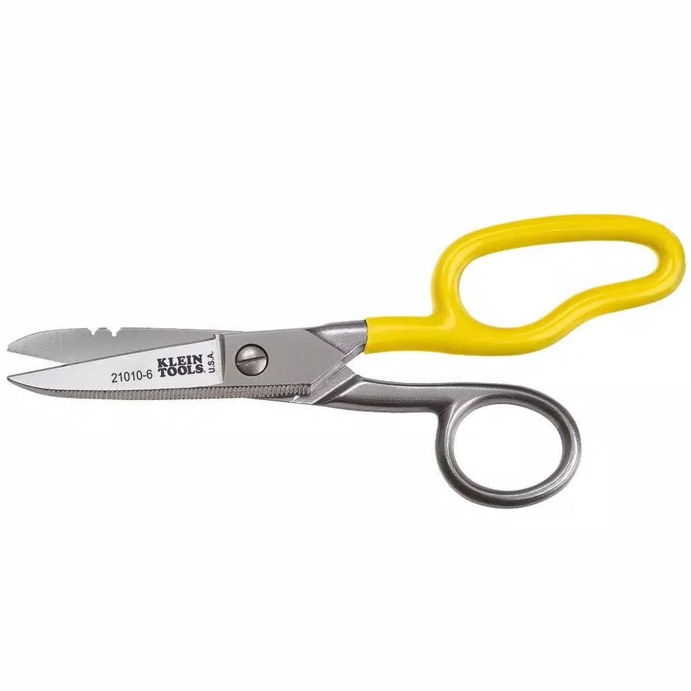 Klein Tools Heavy-Duty Electrical Scissors with Free-Fall Handle and High Carbon Steel Serrated Blades