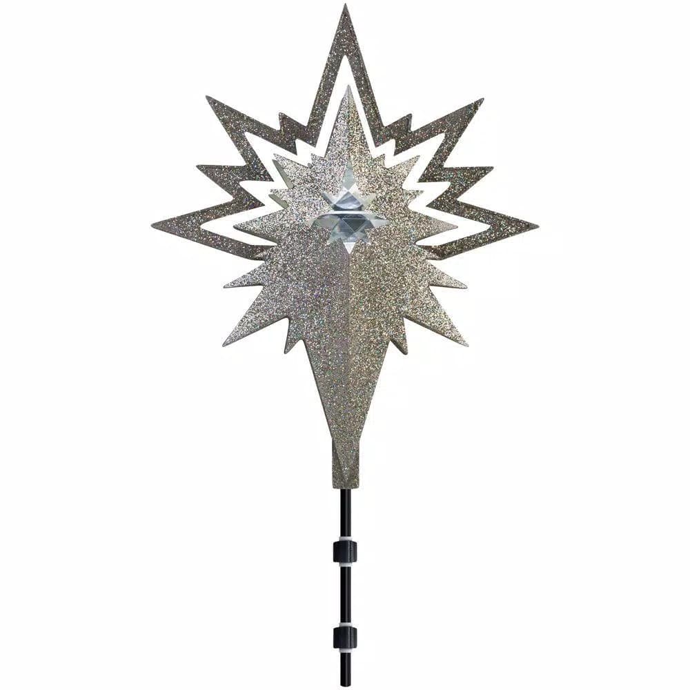 LightShow 18.50 in. Lighted Kaleidoscope Projection Tree Topper, Silver