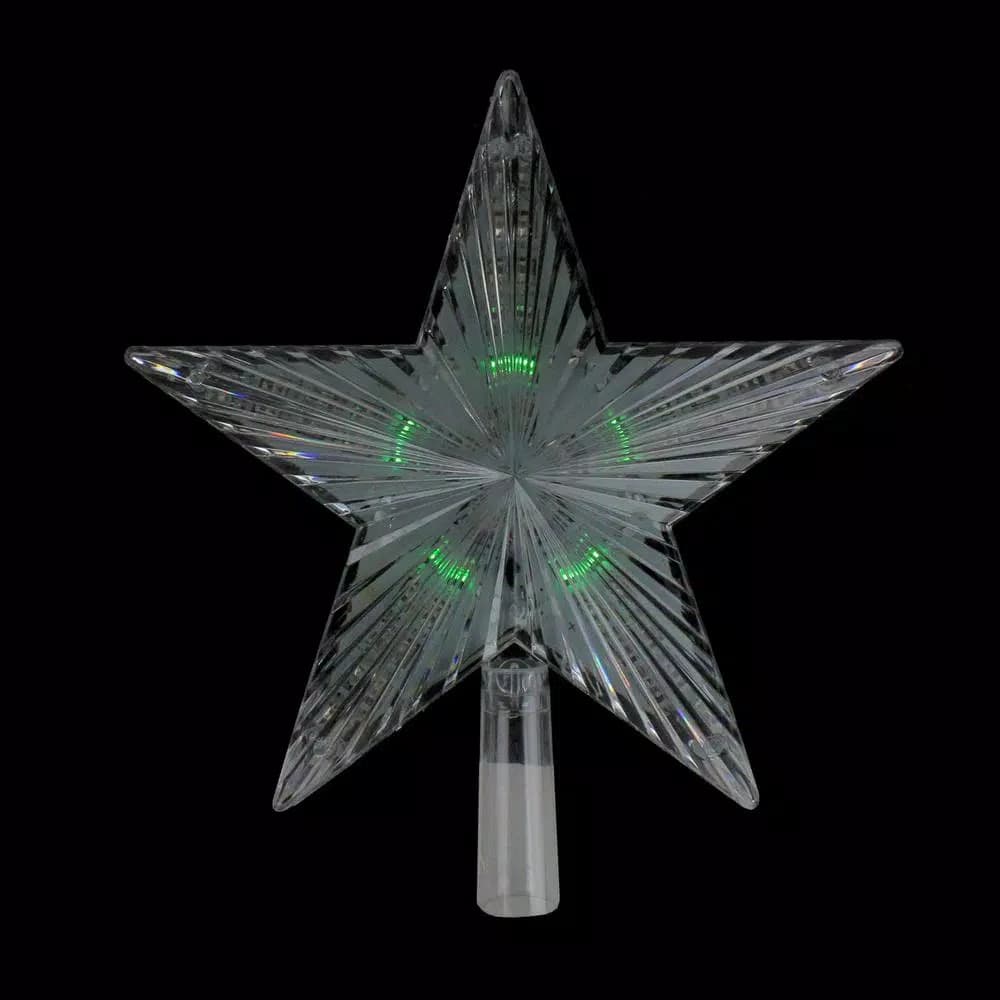 Northlight 9 in. Clear Crystal Star LED Christmas Tree Topper with Multi-Color Lights