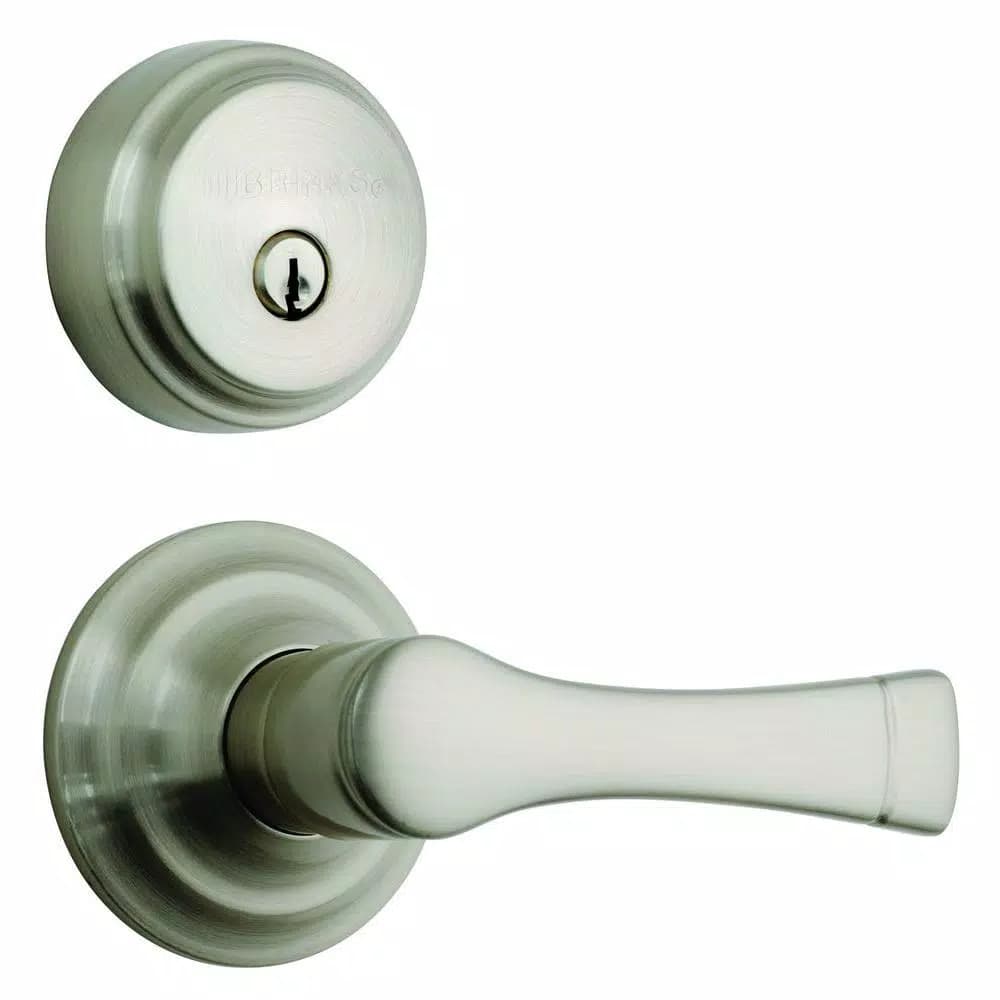 Brinks Harper Single Cylinder Satin Nickel Passage Lever with Deadbolt