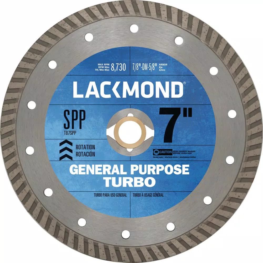 Lackmond 7 in. Continuous Turbo Rim Diamond Blade for Concrete, Brick, and Stone