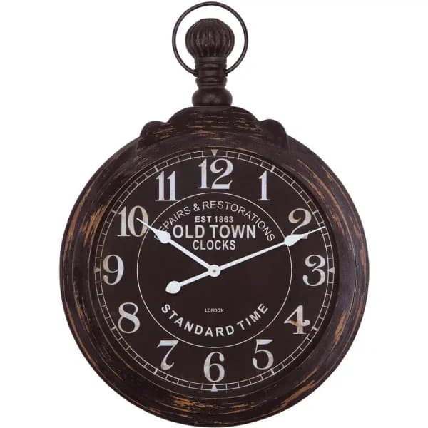 Yosemite Home Decor 33 in. x 24 in. Circular Iron Wall Clock in Black - Rustic Farmhouse Decor