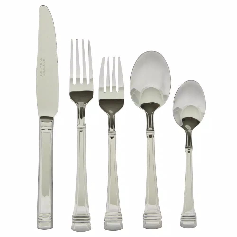 Gibson Cordell 20-Piece Stainless Steel Flatware Set, Service for 4, Mirror Polished