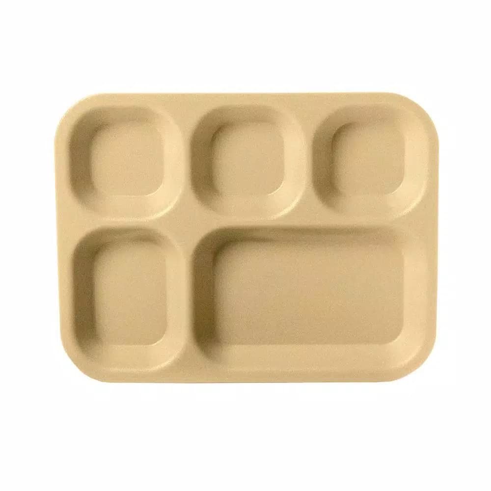 Carlisle 5-Compartment Polycarbonate Cafeteria Trays, Tan (Case of 24)