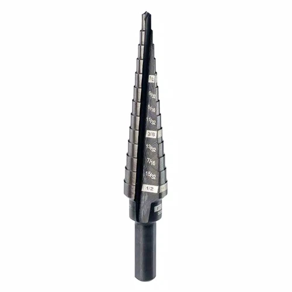 Milwaukee Black Oxide Step Drill Bit, 1/8 in. to 1/2 in., 3-Flat Secure-Grip Shank