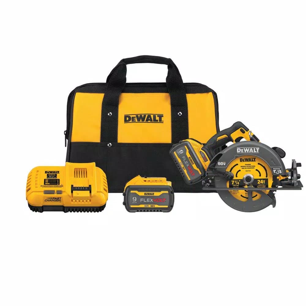 DEWALT FLEXVOLT 60V MAX Brushless 7-1/4 in. Circular Saw Kit with (2) 9.0 Ah Batteries