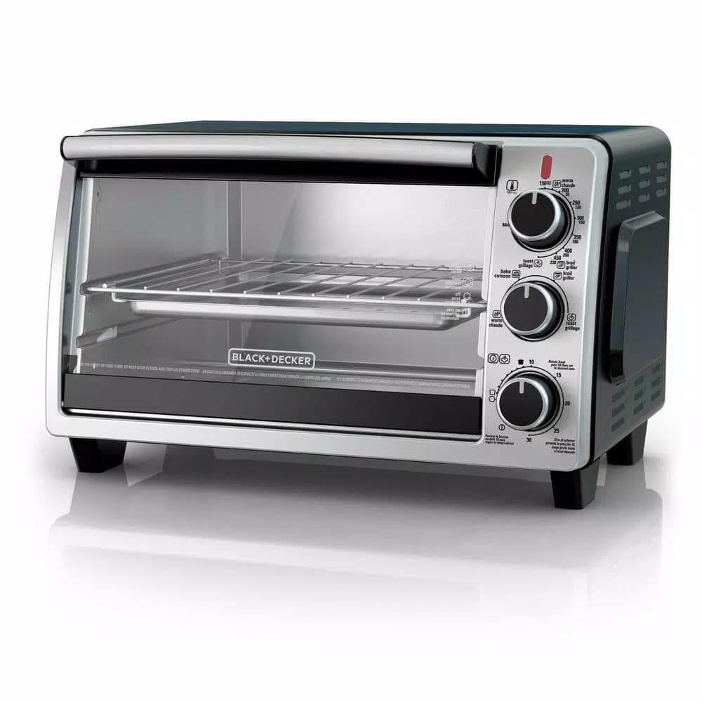 BLACK+DECKER 6-Slice Convection Toaster Oven with Bake, Broil, Toast, and Keep Warm Functions - Black/Stainless Steel