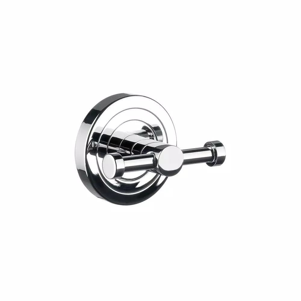WS Bath Collections Polo Double Robe Hook in Polished Chrome - Solid Brass Wall Mount