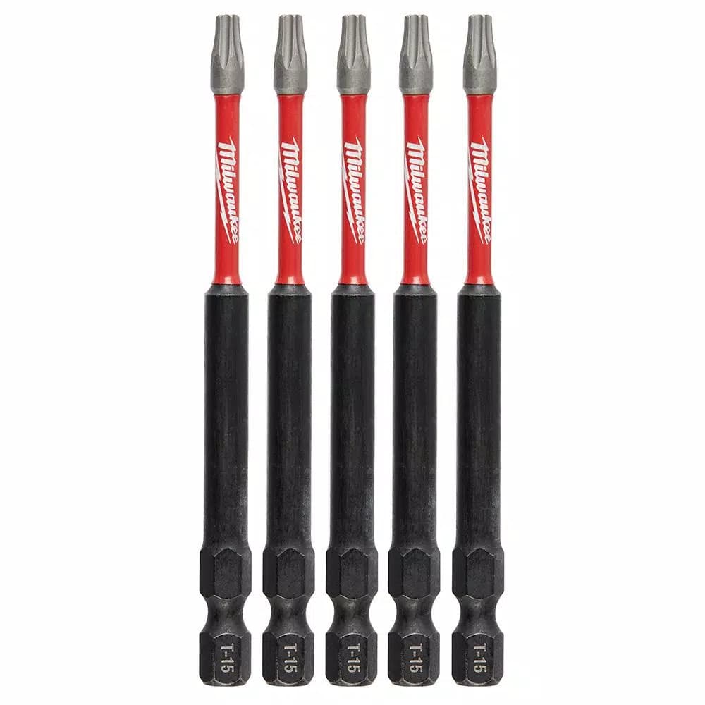 Milwaukee SHOCKWAVE Torx T15 3.5 in. Impact Duty Steel Screwdriver Bits, 5-Pack
