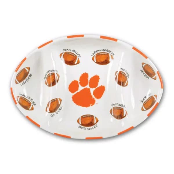 Magnolia Lane Clemson Ceramic Football Tailgating Platter - Officially Licensed NCAA Serving Tray
