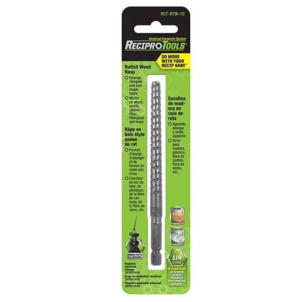 ReciproTool Carbon Steel Rat Tail File for Wood, Plastic, and Metal - Compatible with Reciprocating Saws