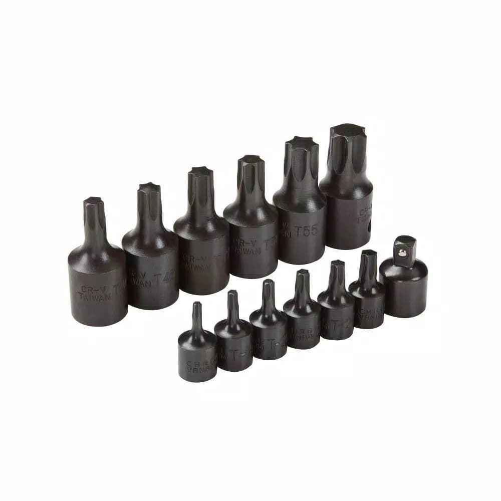 TEKTON 13-Piece Impact Star Bit Socket Set, 1/4 in. and 3/8 in. Drive, T10-T60