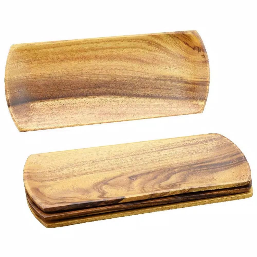Acaciaware 4-Piece Handcrafted Acacia Wood Oval Appetizer Serving Tray Set