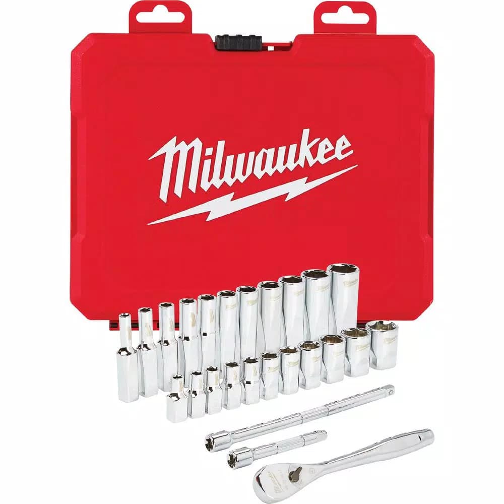 Milwaukee 26-Piece 1/4 in. Drive SAE Ratchet and Socket Set
