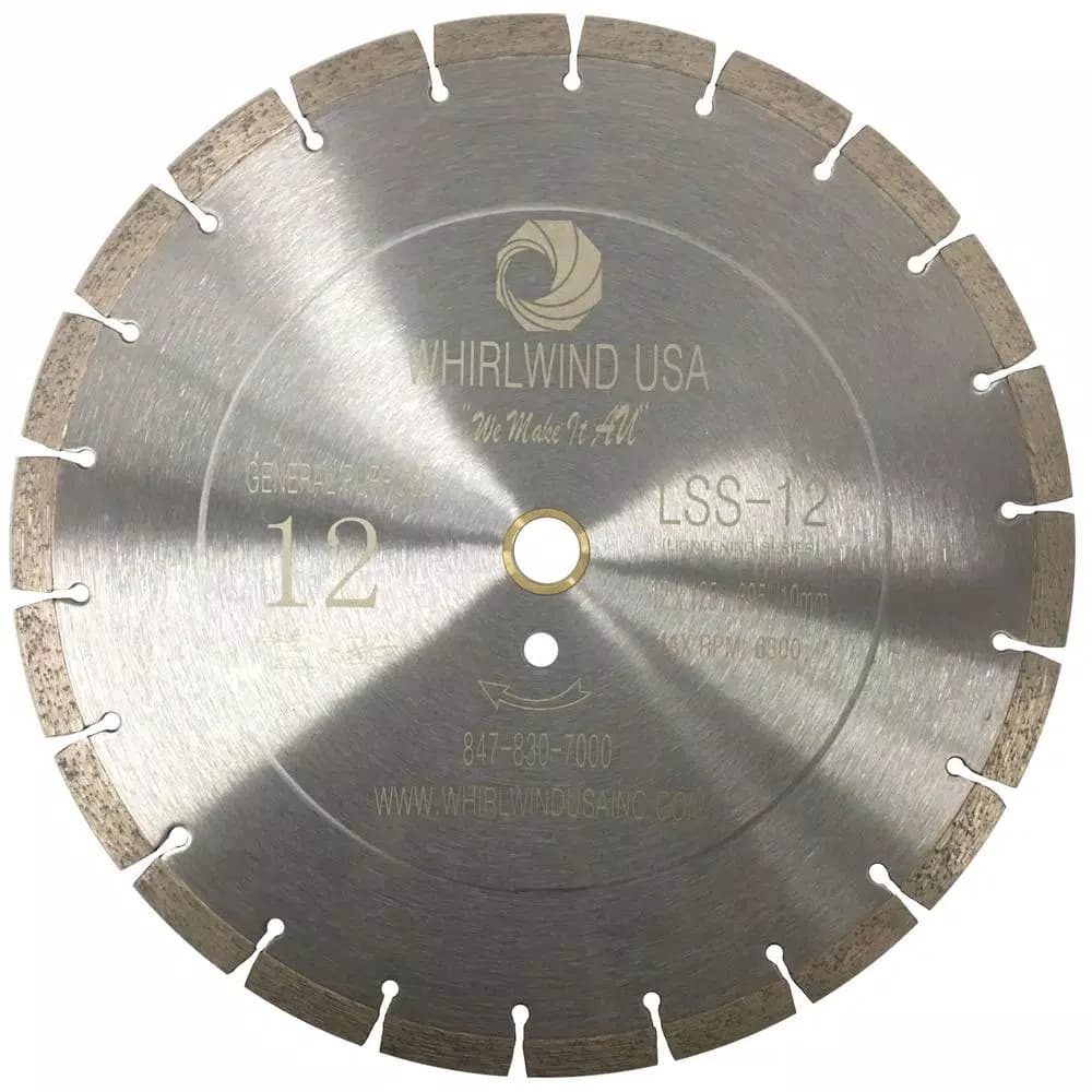 Whirlwind USA 12 in. Segmented Diamond Blade for Concrete, Stone, Brick, and Masonry