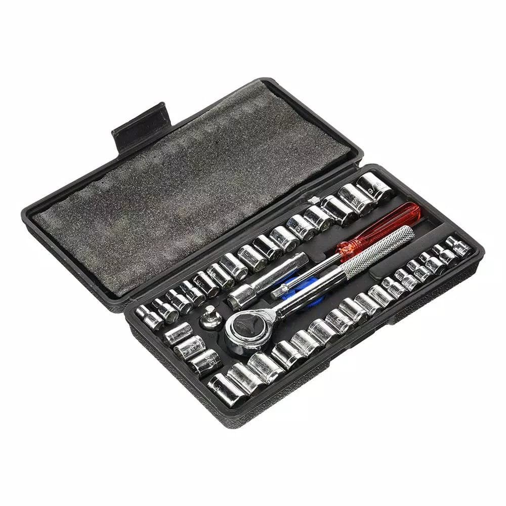 Unbranded 40-Piece Carbon Steel Socket Set with 1/4 in. and 3/8 in. Drives