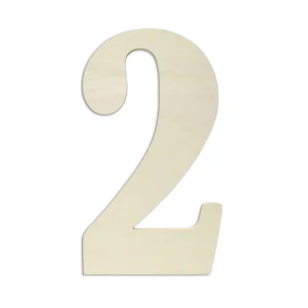 Jeff McWilliams Designs 18 in. Oversized Unfinished Wood Number 2 - Industrial Style Wall Decor