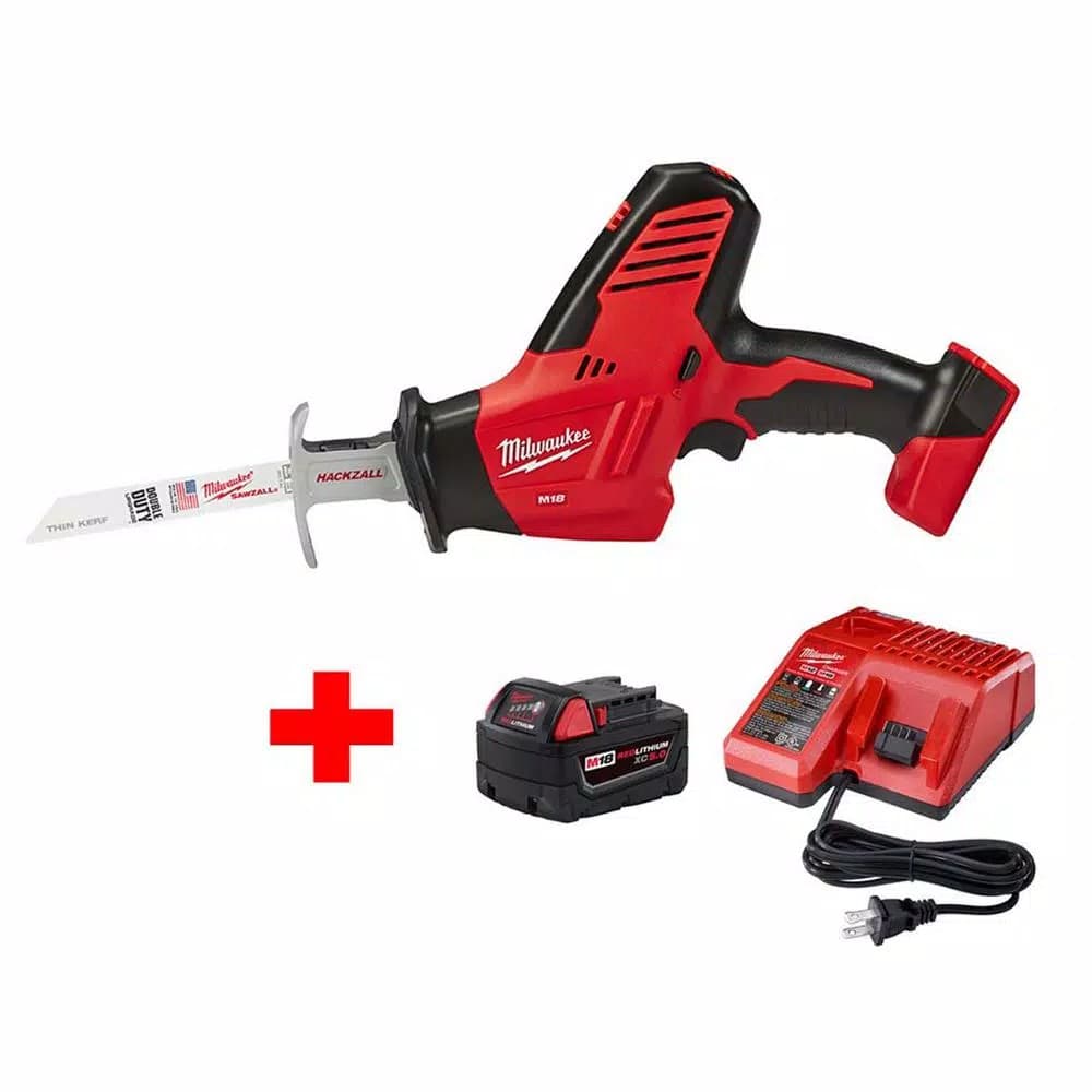 Milwaukee M18 18V Lithium-Ion Cordless Hackzall Reciprocating Saw Kit with 5.0Ah Battery and Charger