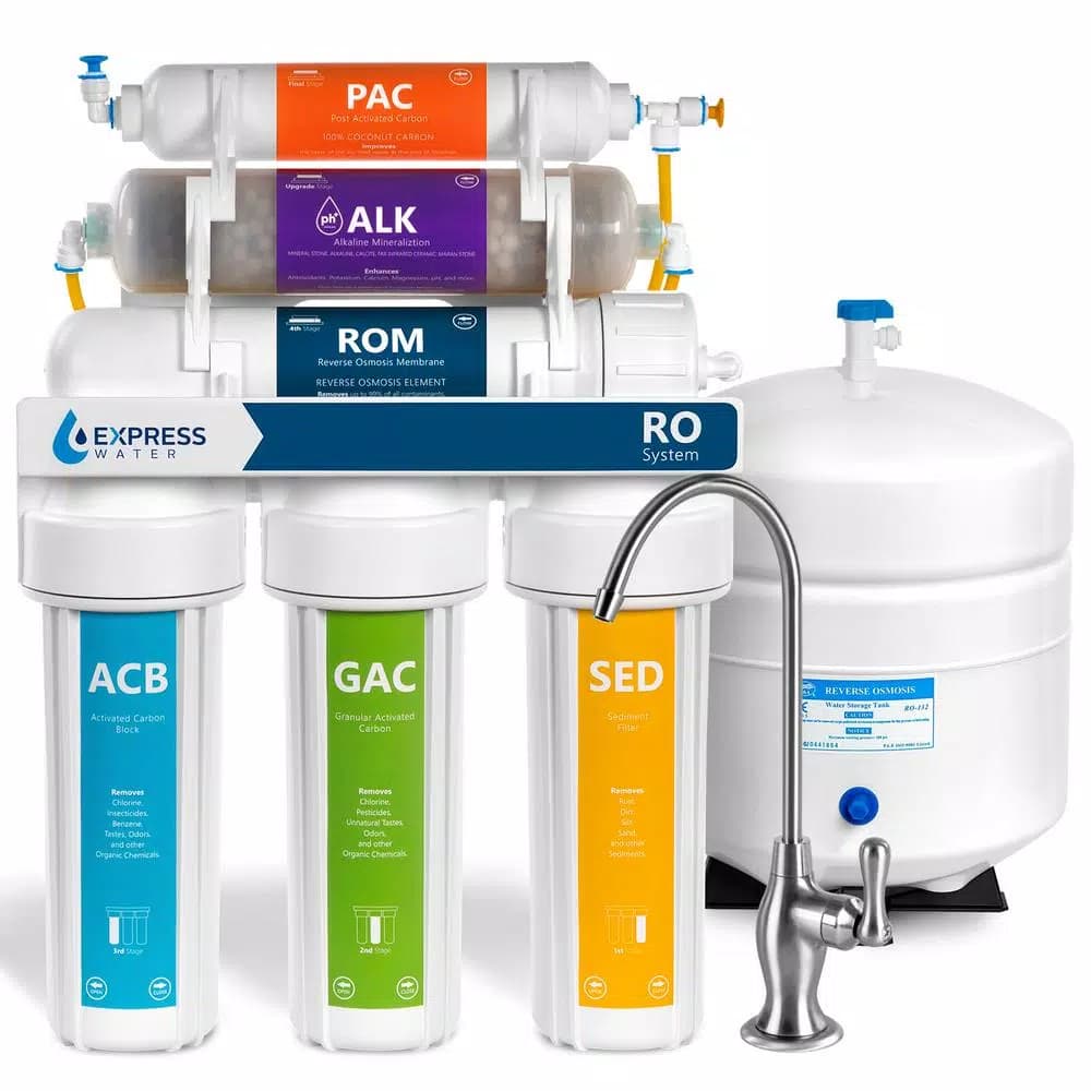 Express Water 10-Stage Reverse Osmosis Alkaline Water Filtration System with Faucet and 4 Gallon Tank
