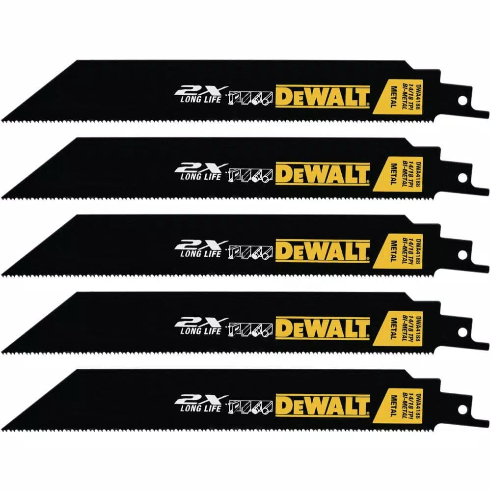DEWALT 8 in. Premium Metal Reciprocating Saw Blades, 14/18 TPI, 5-Pack