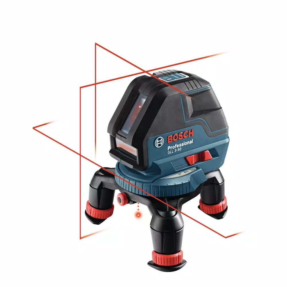 Bosch GLL 3-50 S 3-Line Self-Leveling Cross Line Laser Level Kit with 165 ft. Range