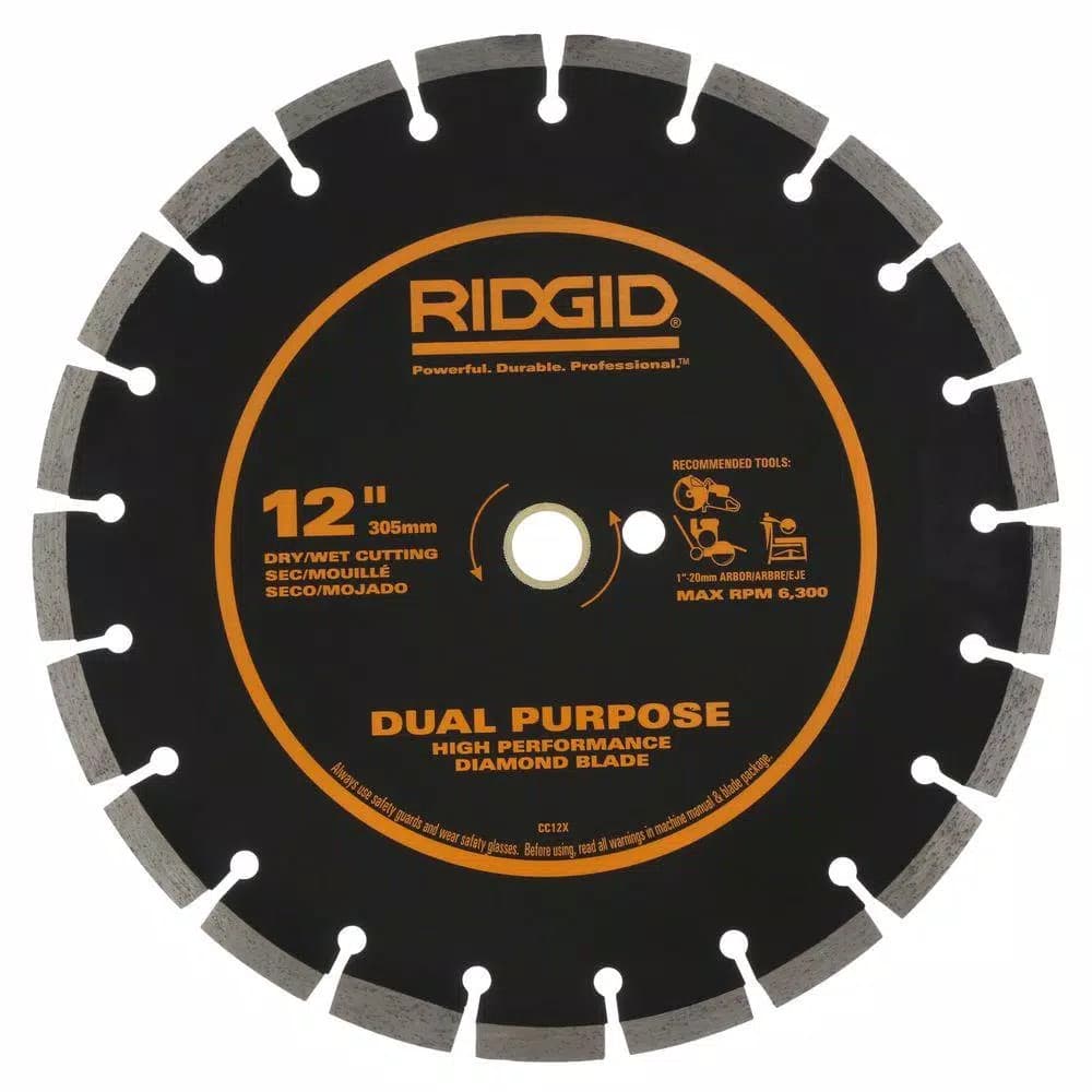 RIDGID 12 in. Dual-Purpose Diamond Segmented Saw Blade