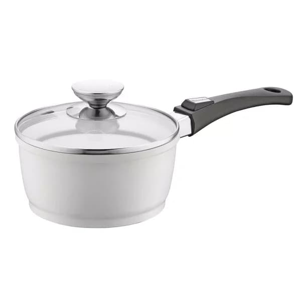 Berndes Vario Click Pearl 1.25 Qt. Cast Aluminum Ceramic Nonstick Sauce Pot with Glass Lid, White