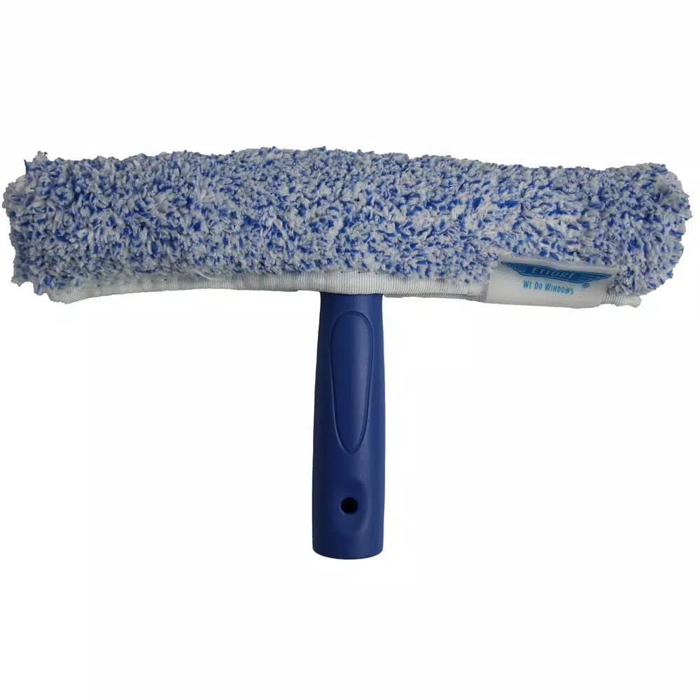 Ettore 10 in. Mighty Window Washer Scrubber with Click-Lock Handle and Microfiber Sleeve