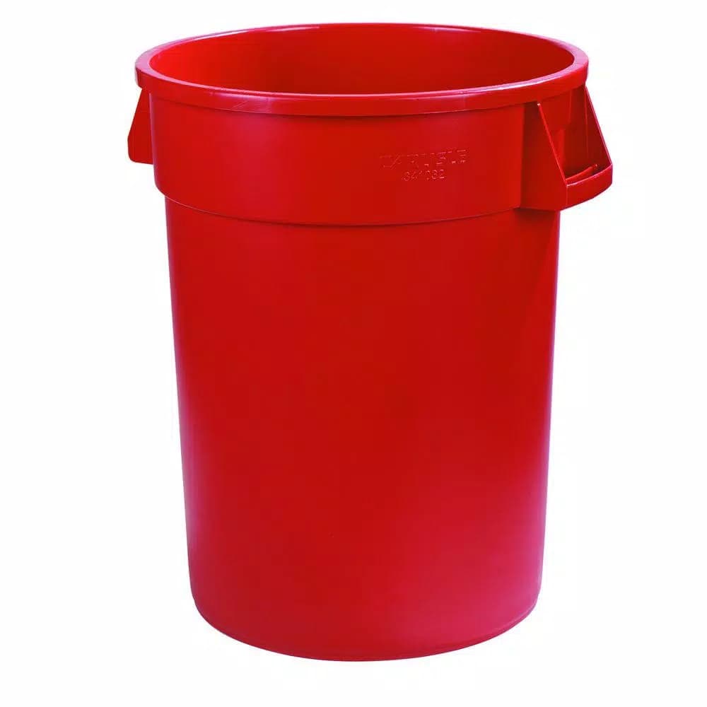 Carlisle Bronco 44 Gallon Red Round Trash Can, Heavy Duty HDPE (3-Pack)