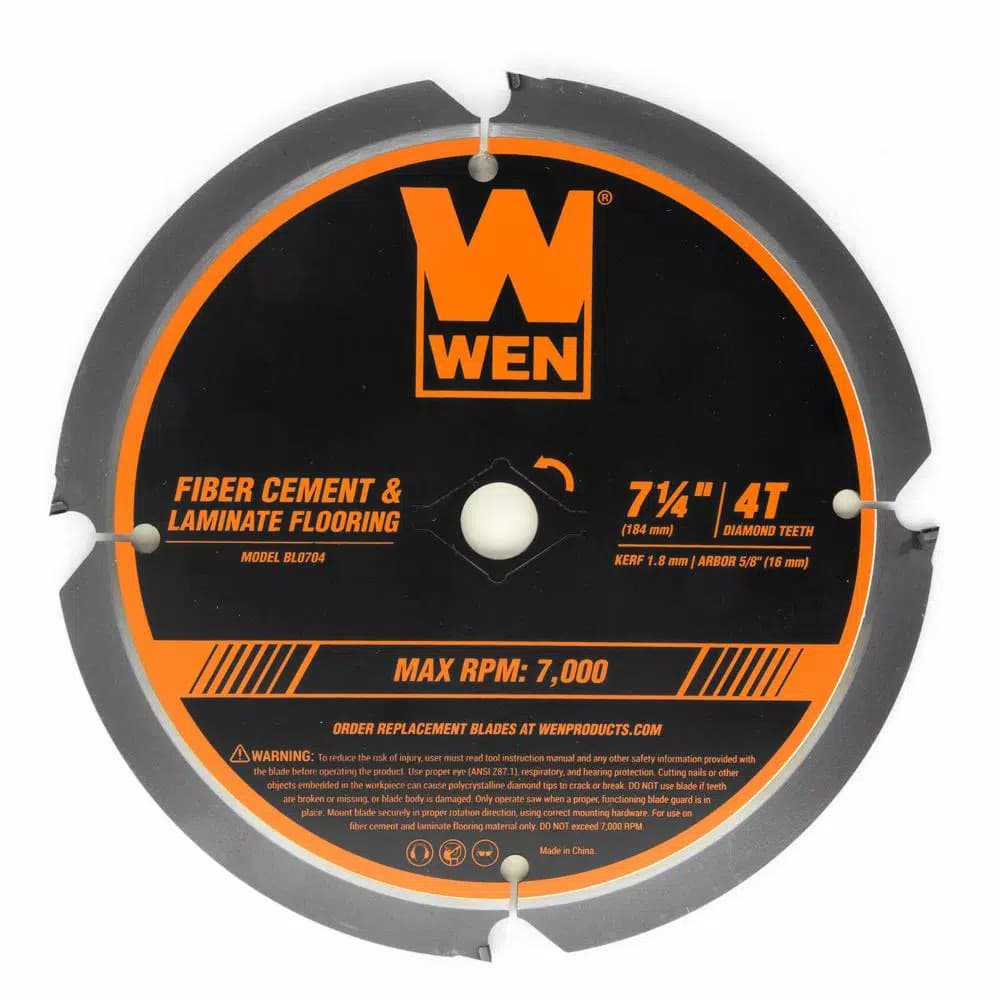 WEN 7-1/4 in. 4-Tooth PCD Diamond-Tipped Circular Saw Blade for Fiber Cement and Laminate Flooring