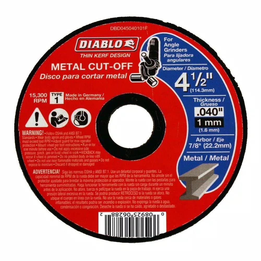 Diablo 4-1/2 in. Thin Kerf Metal and Stainless Steel Cut-Off Disc, 0.040 in. x 7/8 in.