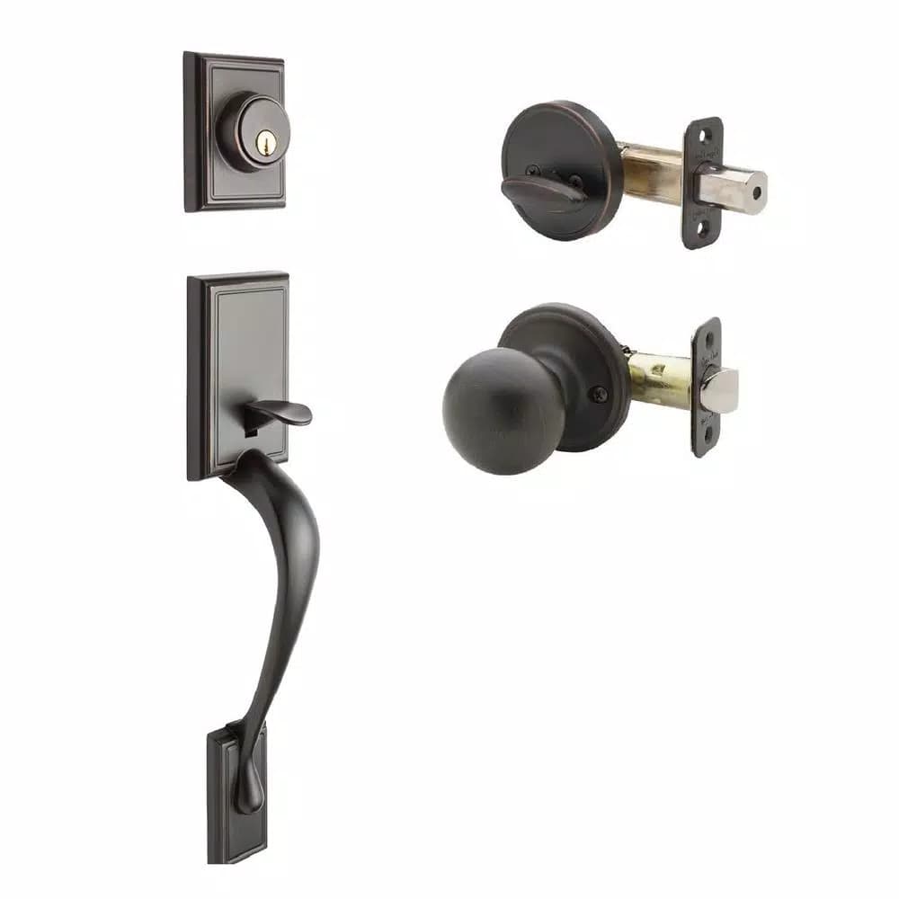 Copper Creek Colonial Handleset and Ball Knob Trim - Tuscan Bronze