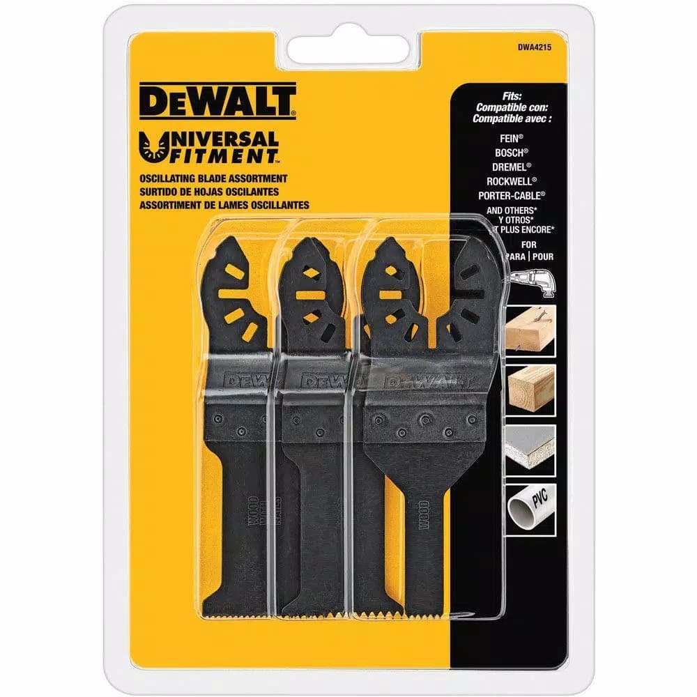 DEWALT DWA4215 3-Piece Oscillating Blade Set for Wood and PVC