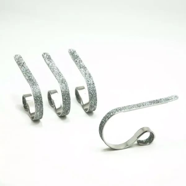 Original MantleClip Silver Glitter Steel MantleClip Stocking Holders, 2.5 in. (4-Pack)
