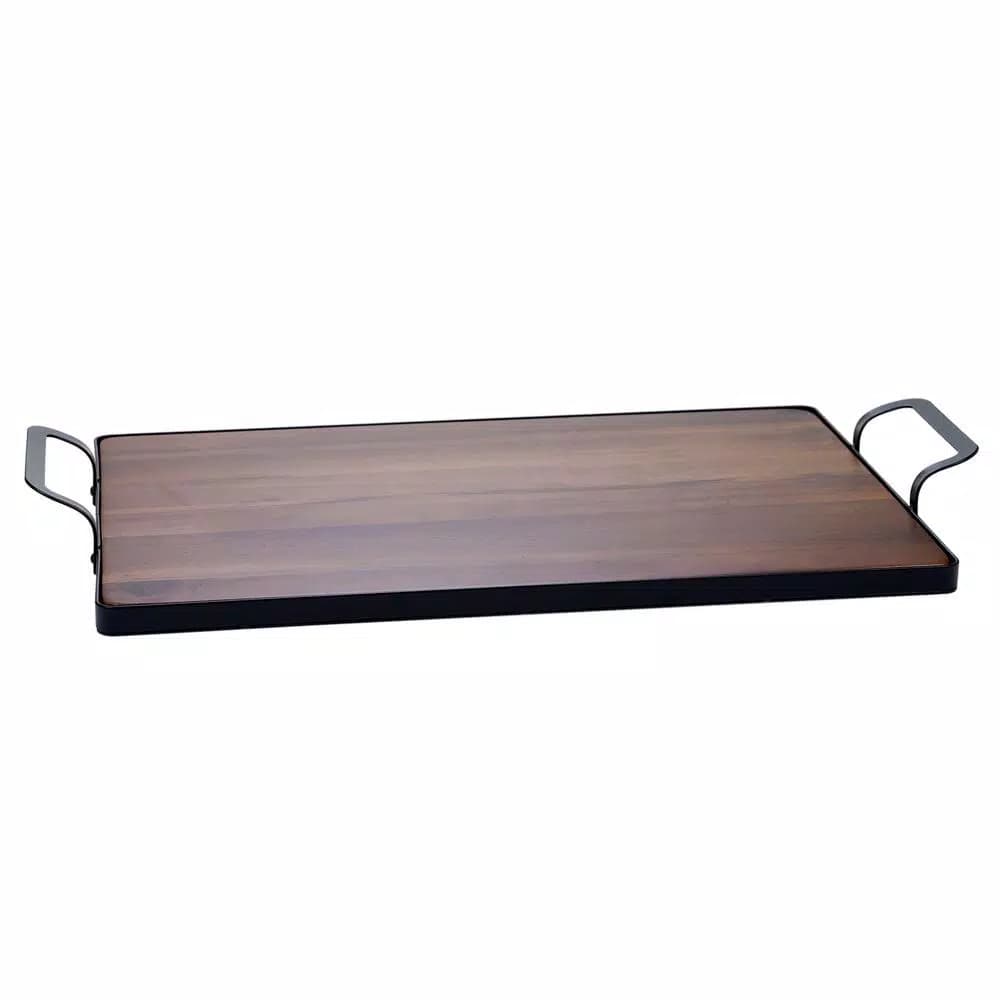 Certified International Acacia Wood Serving Tray with Metal Frame, 24 in. x 14.25 in.