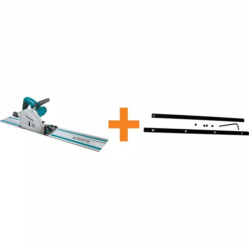 Makita 12 Amp 6-1/2 in. Plunge Circular Saw with 55 in. Guide Rail and Connector Kit Bundle