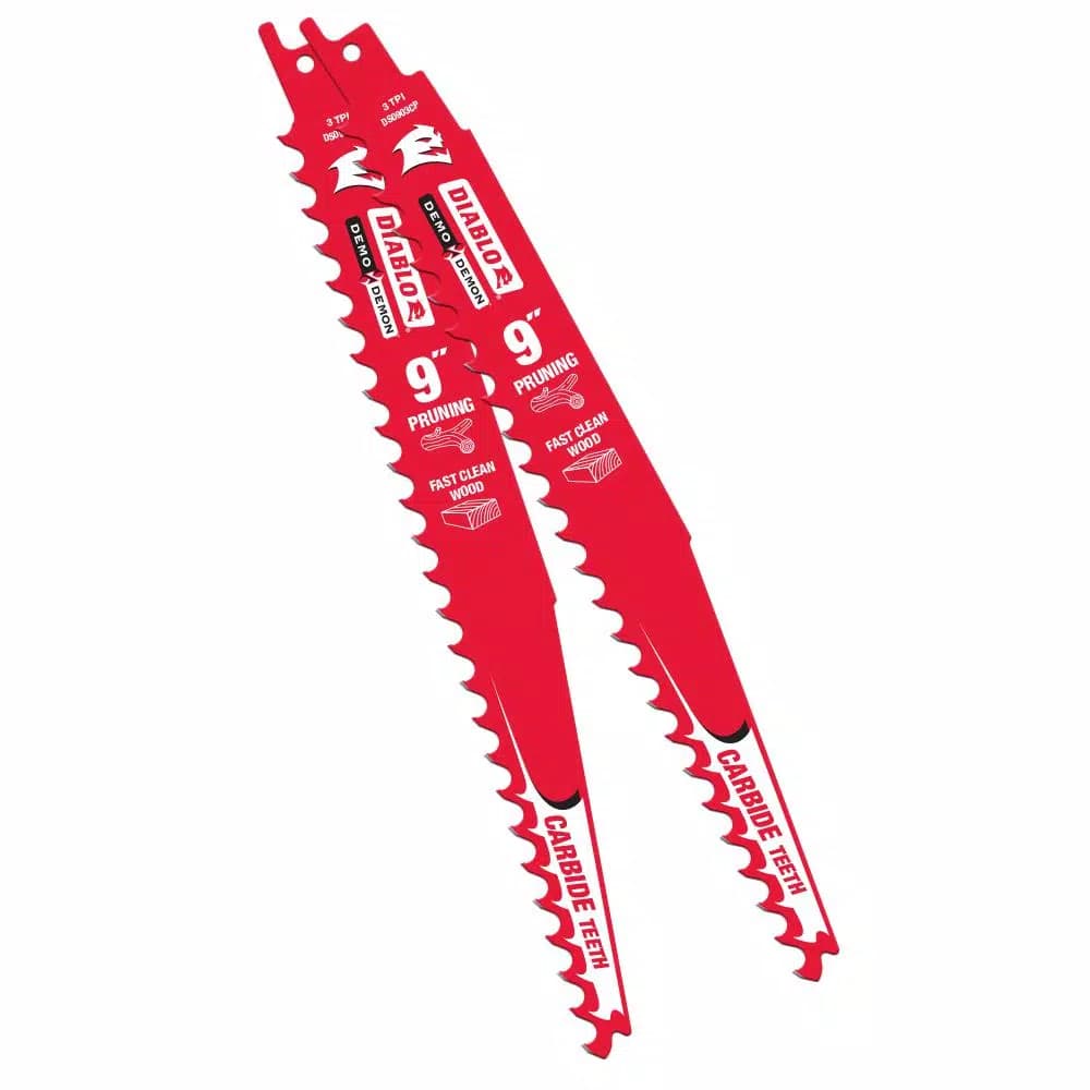 Diablo 9 in. Carbide Pruning and Clean Wood Reciprocating Saw Blade, 18 TPI (2-Pack)